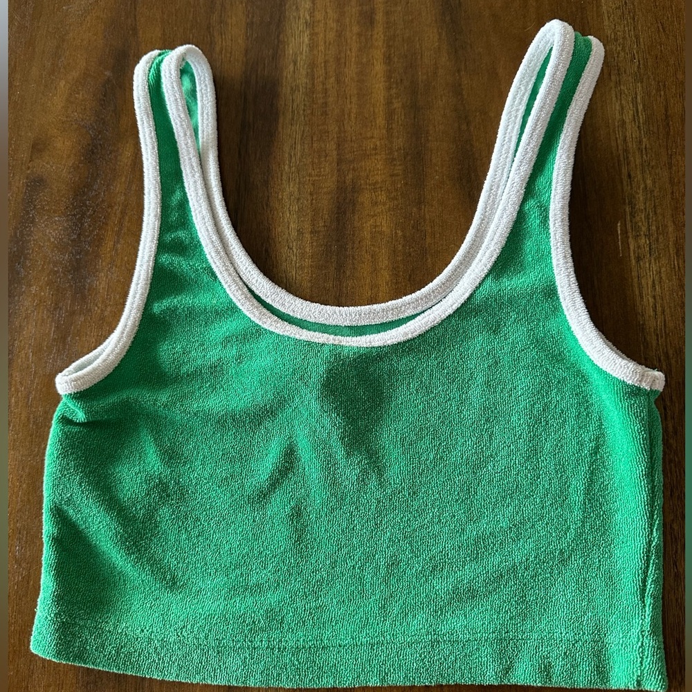 H&M Divided Green Top with White Trim
